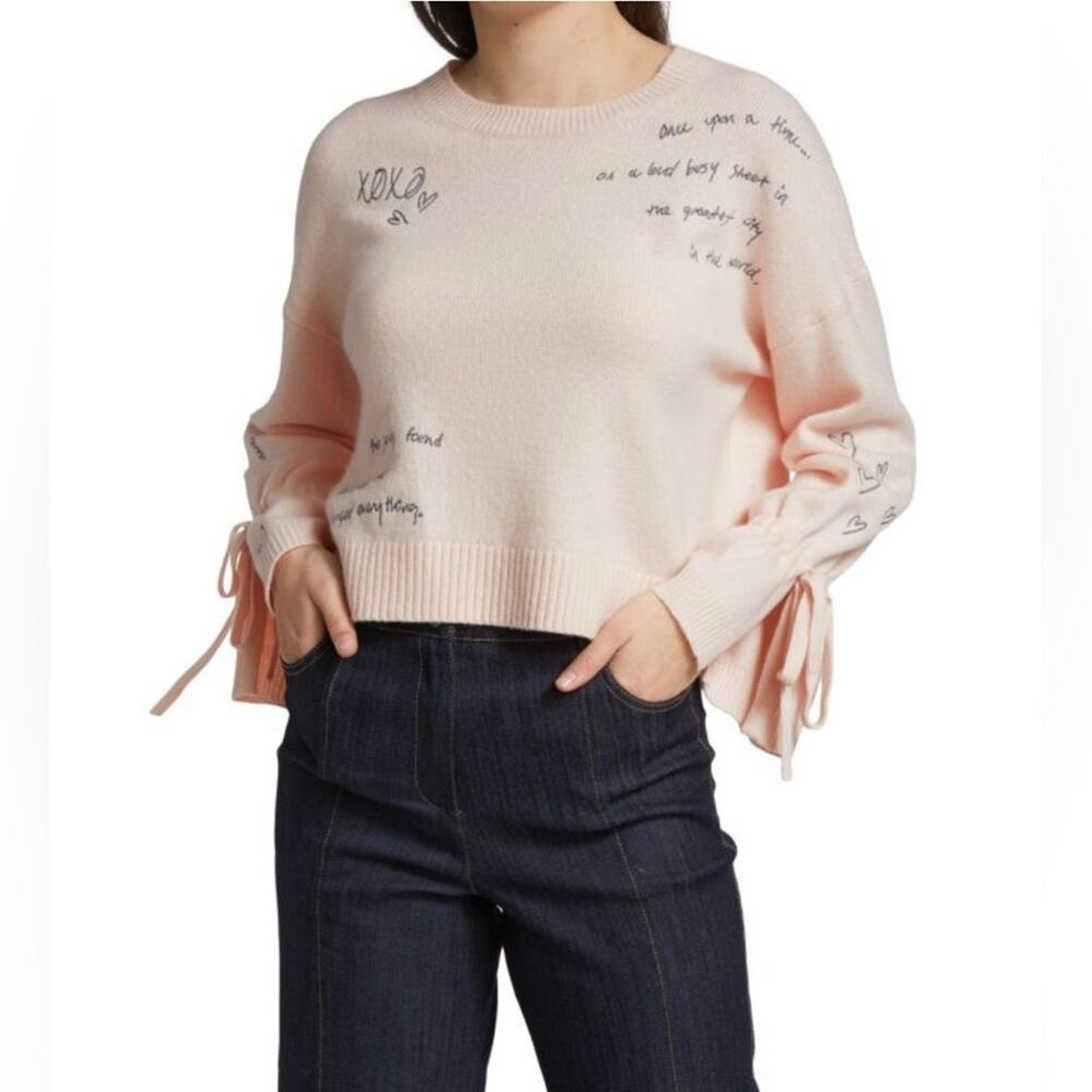 CINQ À SEPT Loveletter Tasha Sweater Pink Sz L